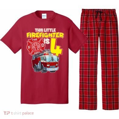 4th Birthday This Little Firefighter Is Four Pajama Set