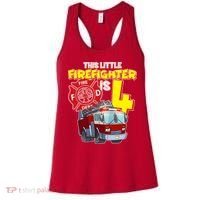 4th Birthday This Little Firefighter Is Four Women's Tank Top thumb 0
