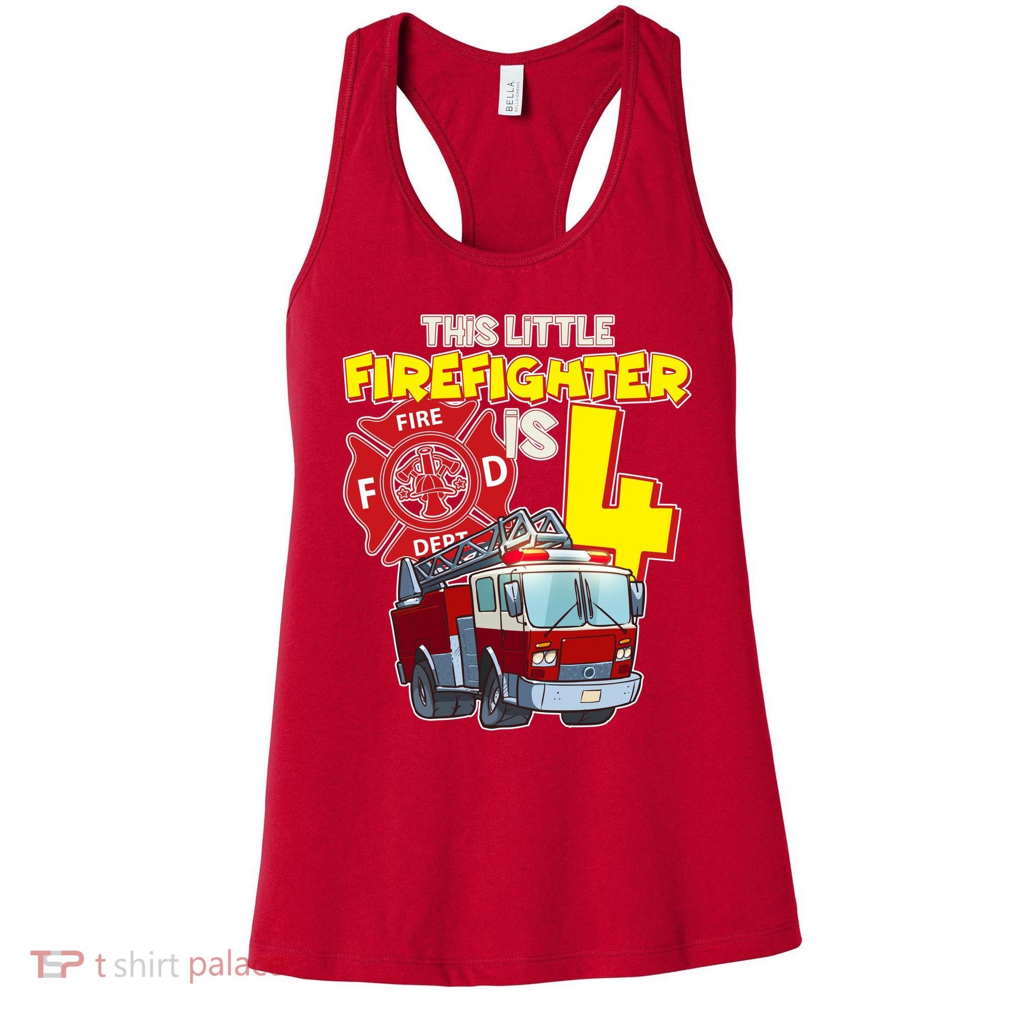 4th Birthday This Little Firefighter Is Four Women's Tank Top