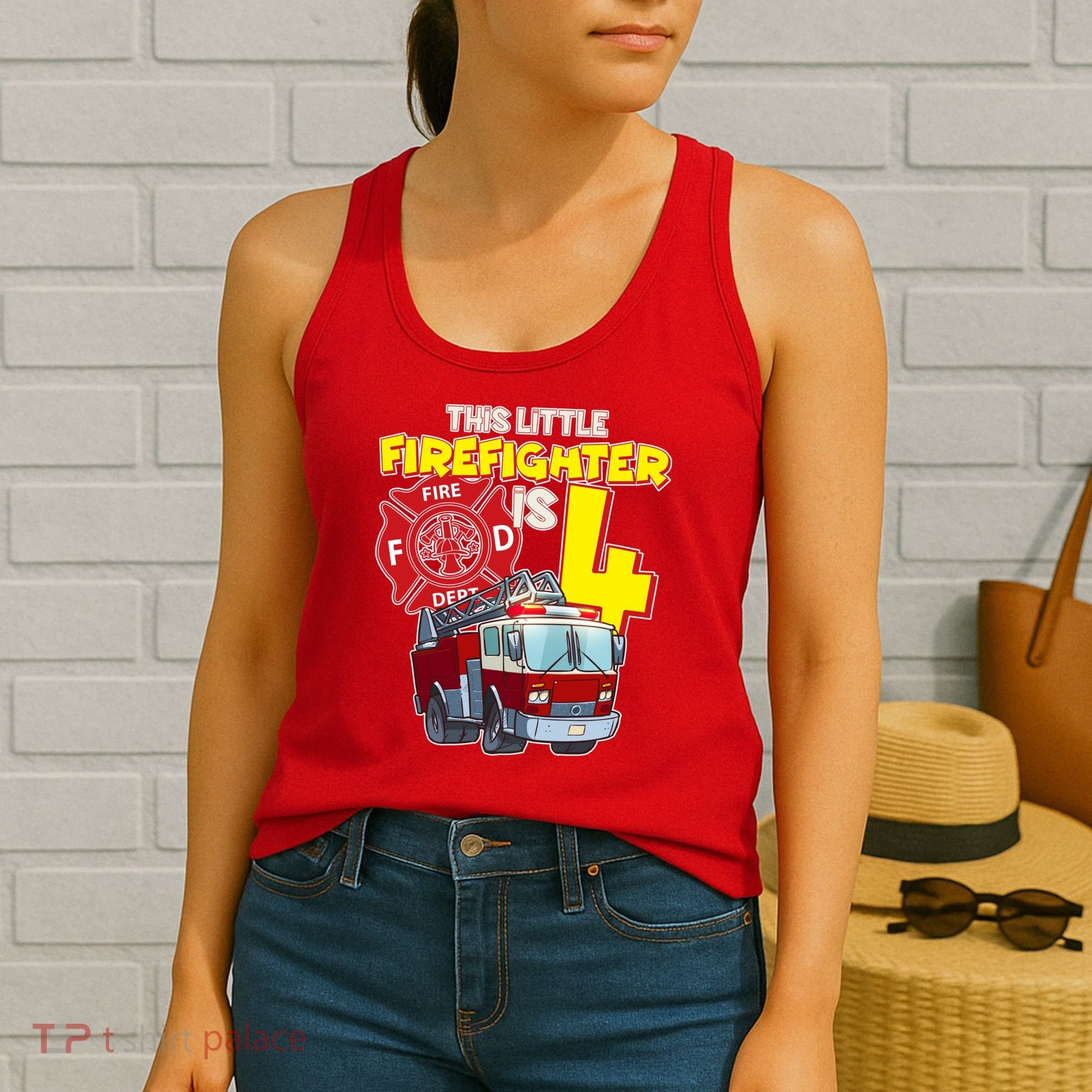 4th Birthday This Little Firefighter Is Four Women's Tank Top