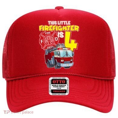 4th Birthday This Little Firefighter Is Four Hat