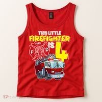 4th Birthday This Little Firefighter Is Four Tank Top thumb 2