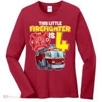 4th Birthday This Little Firefighter Is Four Women's Long Sleeve Shirt thumb 0