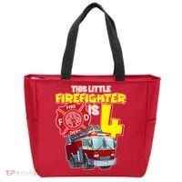 4th Birthday This Little Firefighter Is Four Tote Bag thumb 0
