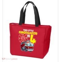 4th Birthday This Little Firefighter Is Four Tote Bag thumb 3
