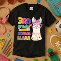 4th Grade? No Prob Llama Kids T-Shirt thumb 3