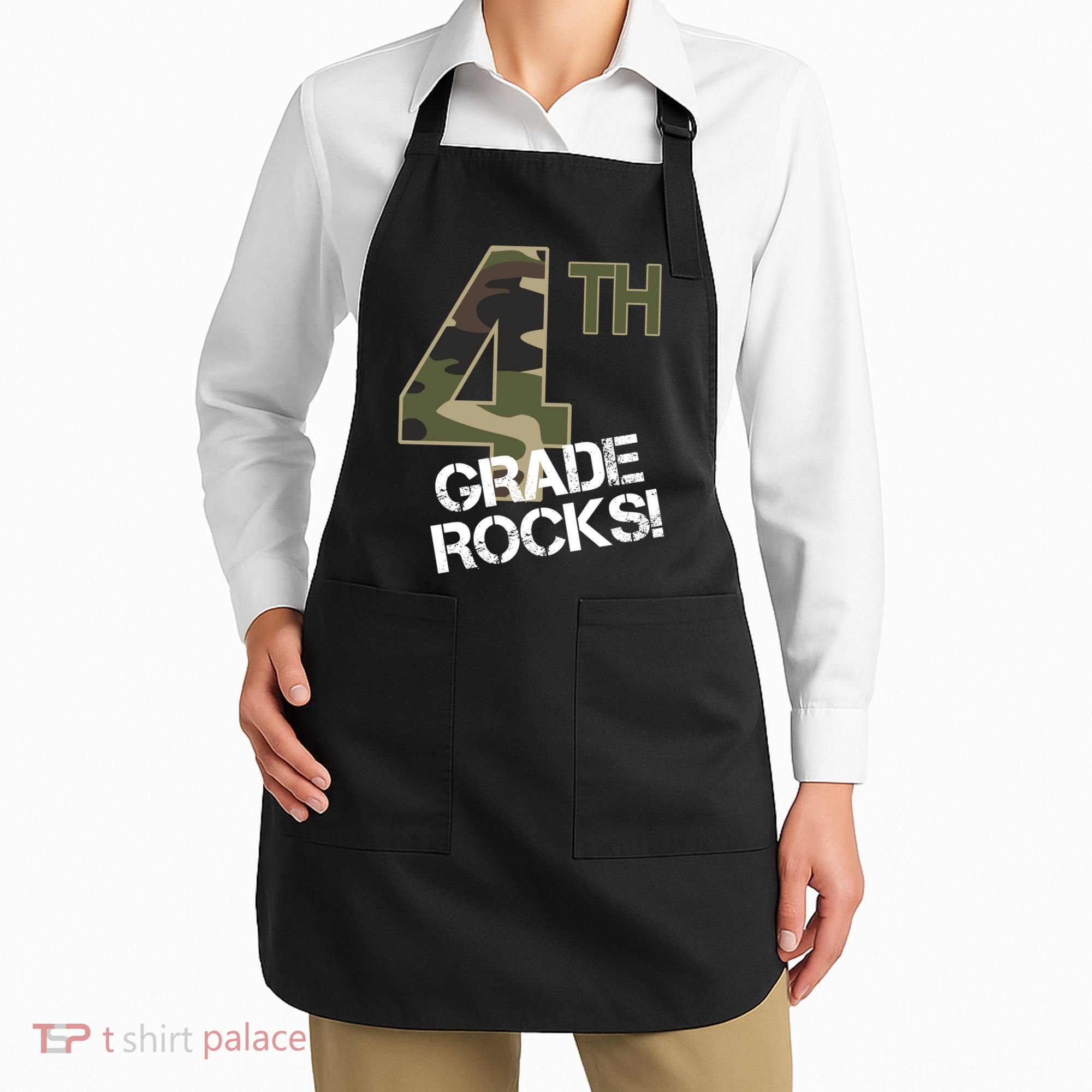 4th Grade Rocks Camo Apron