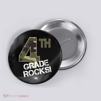 4th Grade Rocks Camo Button