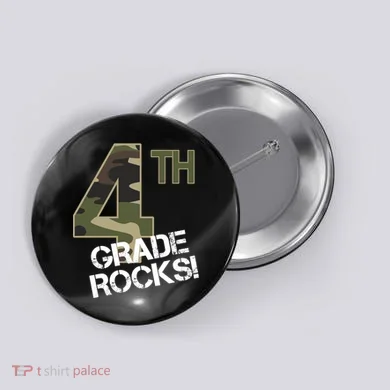 4th Grade Rocks Camo Button