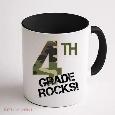 4th Grade Rocks Camo Coffee Mug back