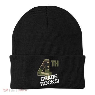 4th Grade Rocks Camo Beanie
