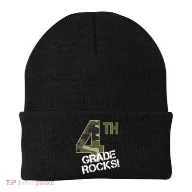 4th Grade Rocks Camo Beanie