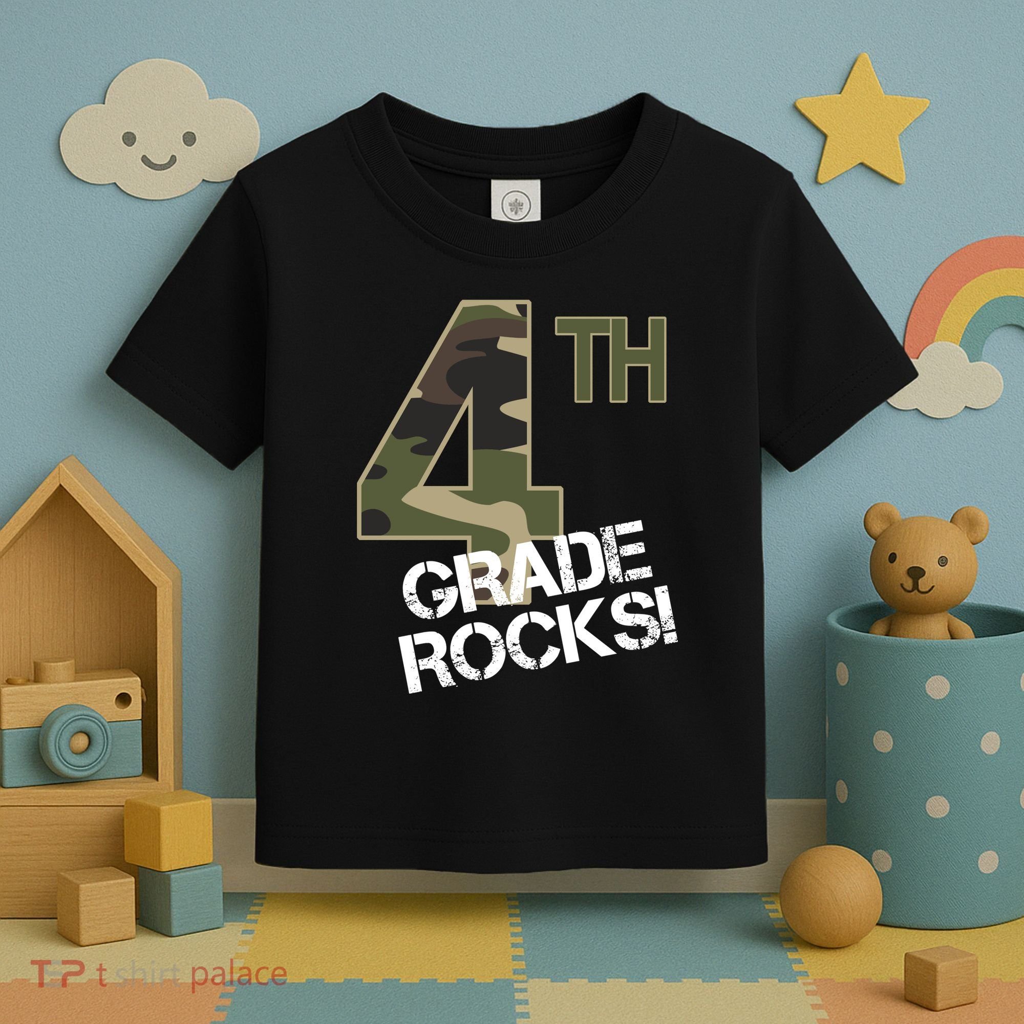 4th Grade Rocks Camo Toddler T-Shirt