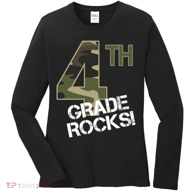 4th Grade Rocks Camo Women's Long Sleeve Shirt