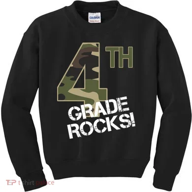 4th Grade Rocks Camo Kids Sweatshirt