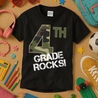 4th Grade Rocks Camo Kids T-Shirt thumb 3