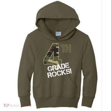 4th Grade Rocks Camo Kids Hoodie