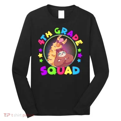 4th Grade Squad Llama Sloth Long Sleeve Shirt