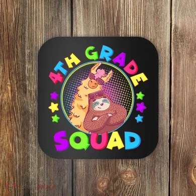 4th Grade Squad Llama Sloth Coaster