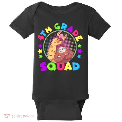 4th Grade Squad Llama Sloth Baby Bodysuit