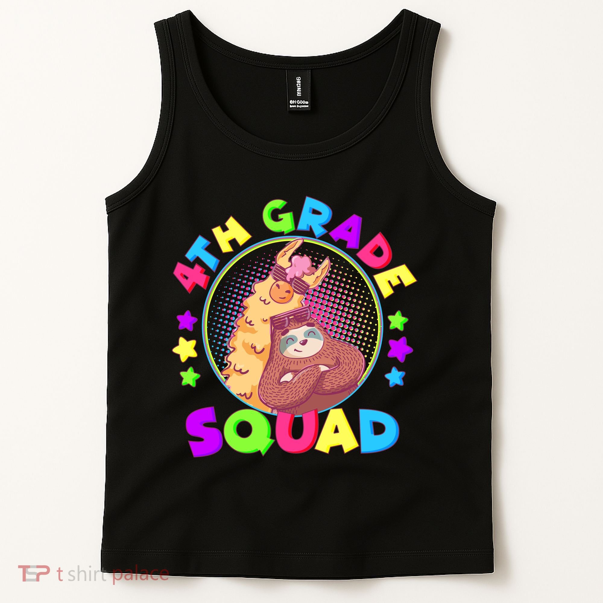 4th Grade Squad Llama Sloth Tank Top
