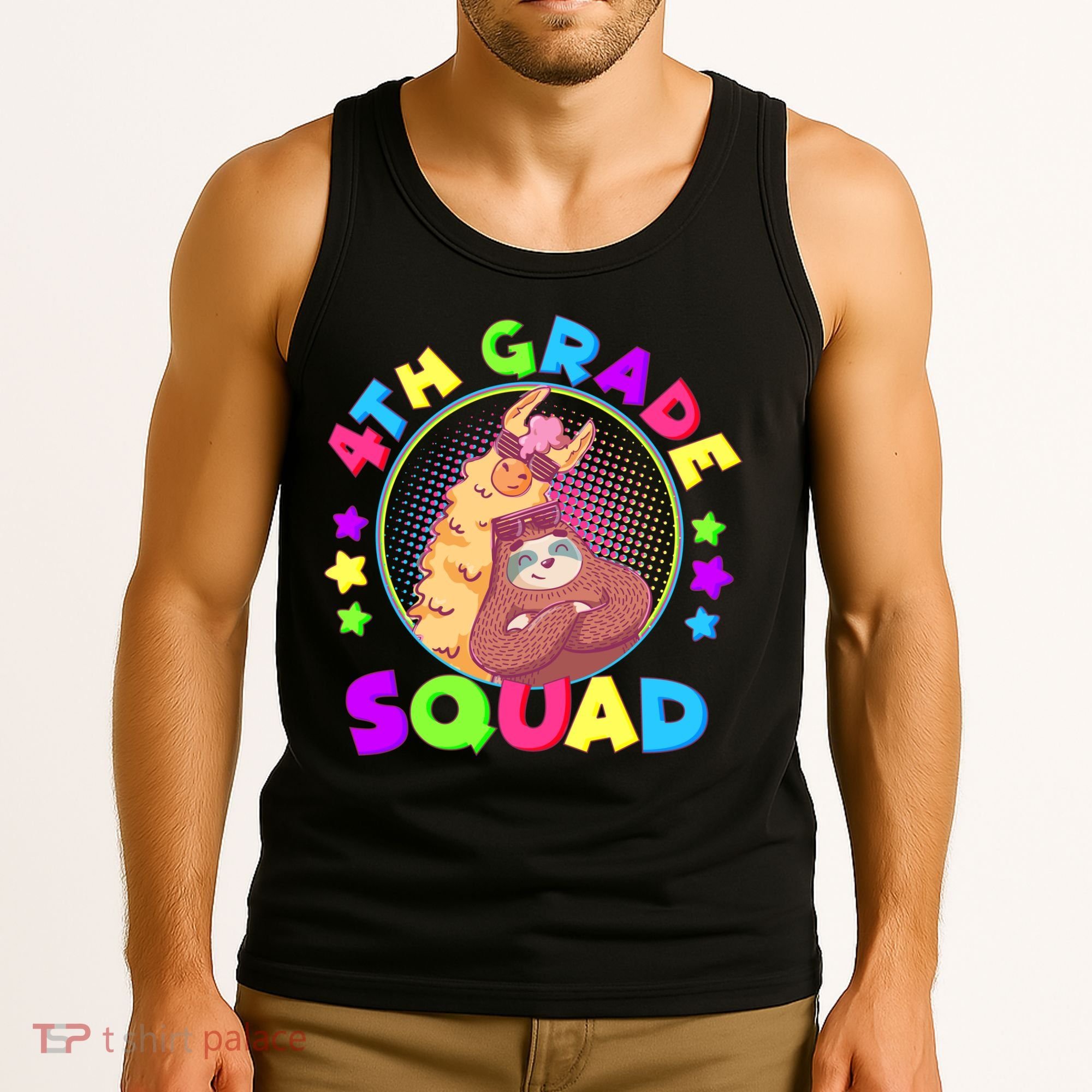 4th Grade Squad Llama Sloth Tank Top