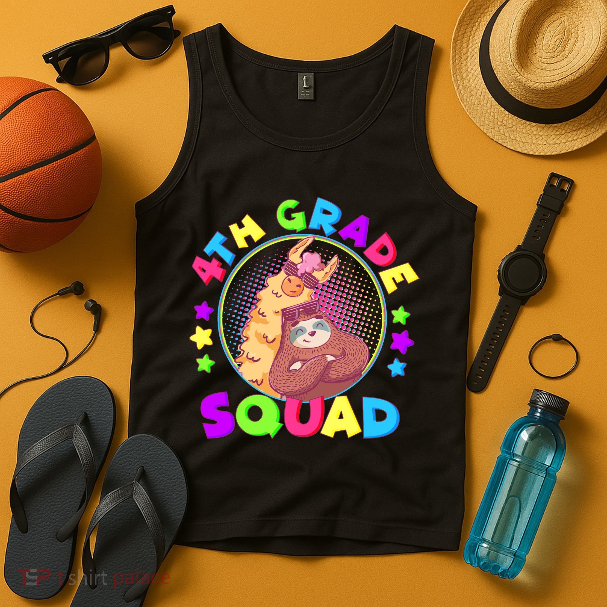 4th Grade Squad Llama Sloth Tank Top