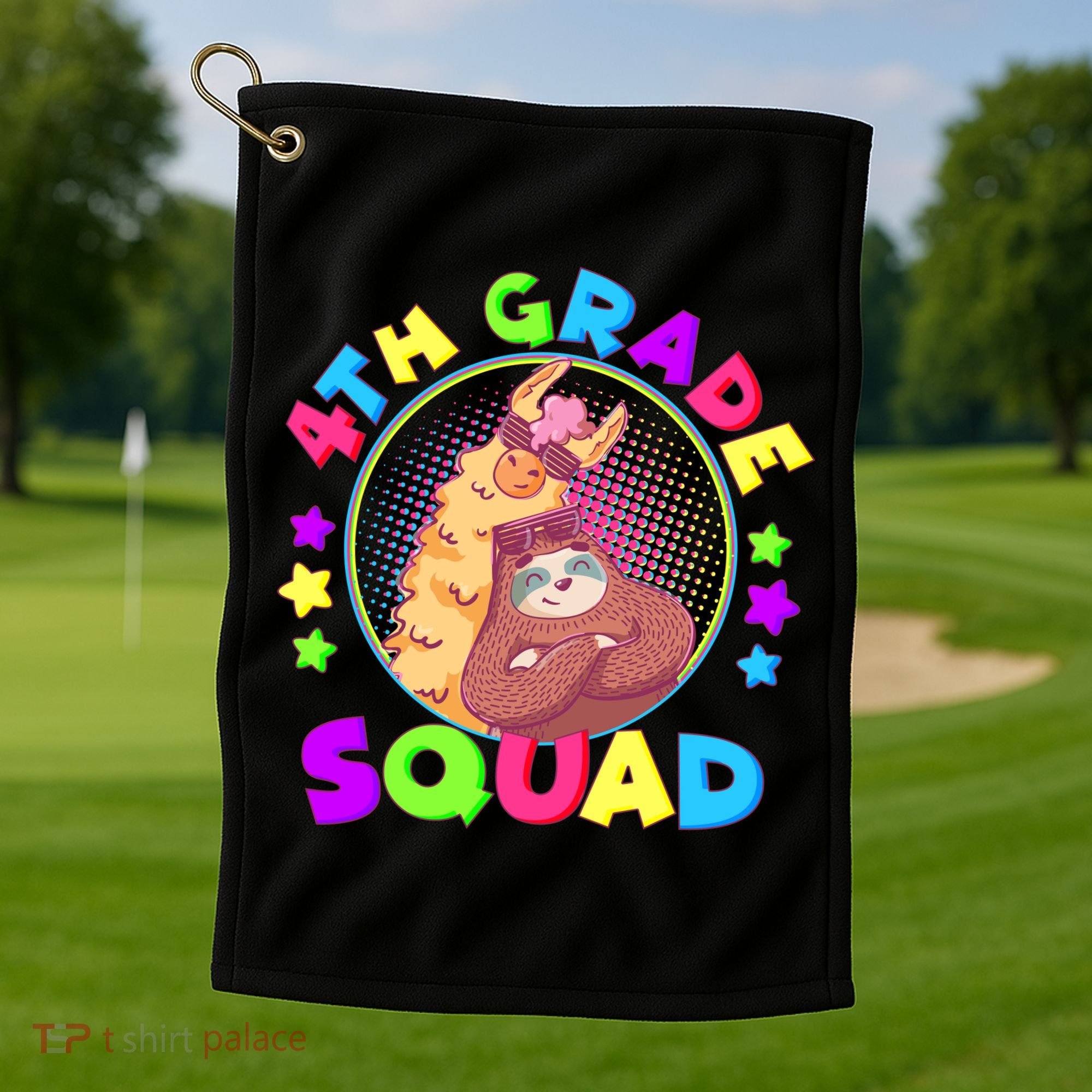 4th Grade Squad Llama Sloth Golf Towel