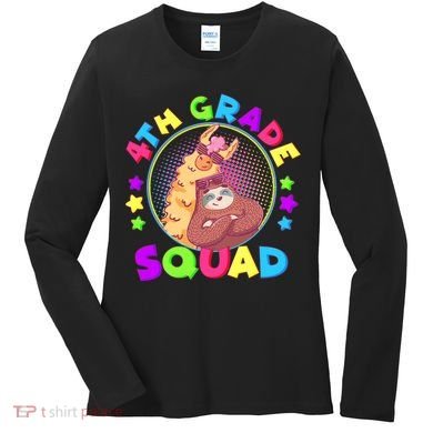 4th Grade Squad Llama Sloth Women's Long Sleeve Shirt