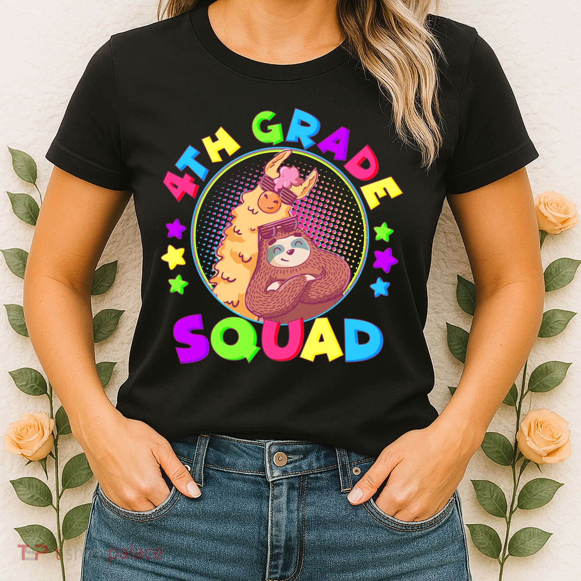 4th Grade Squad Llama Sloth Women's T-Shirt