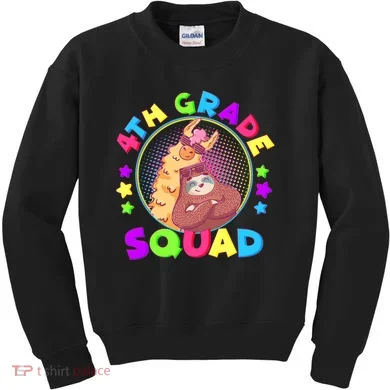 4th Grade Squad Llama Sloth Kids Sweatshirt
