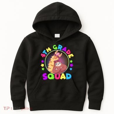 4th Grade Squad Llama Sloth Kids Hoodie