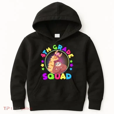 4th Grade Squad Llama Sloth Kids Hoodie