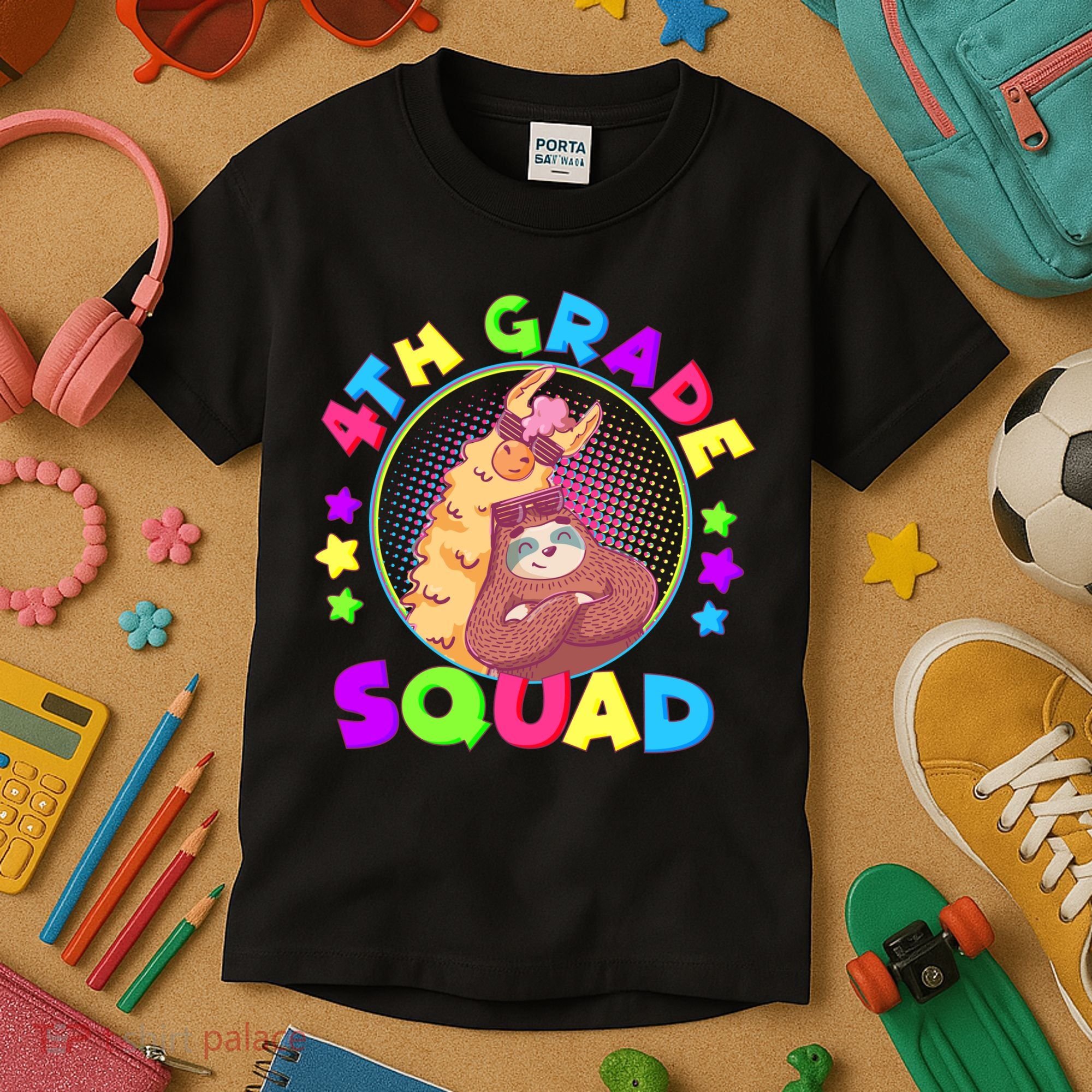 4th Grade Squad Llama Sloth Kids T-Shirt