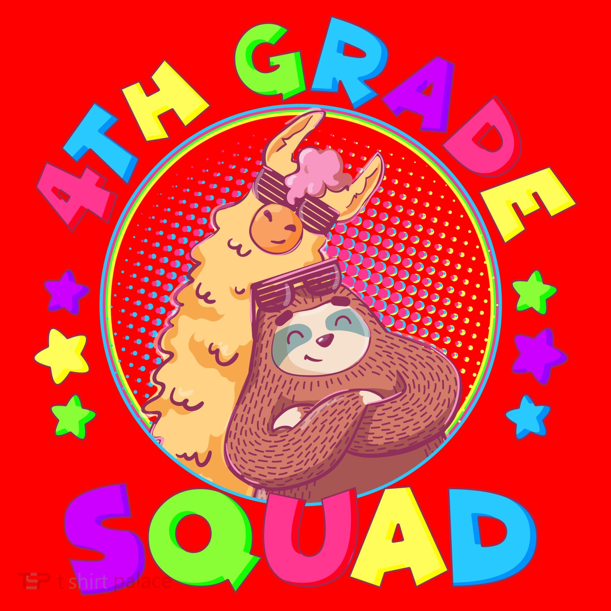 4th Grade Squad Llama Sloth Santa Hat