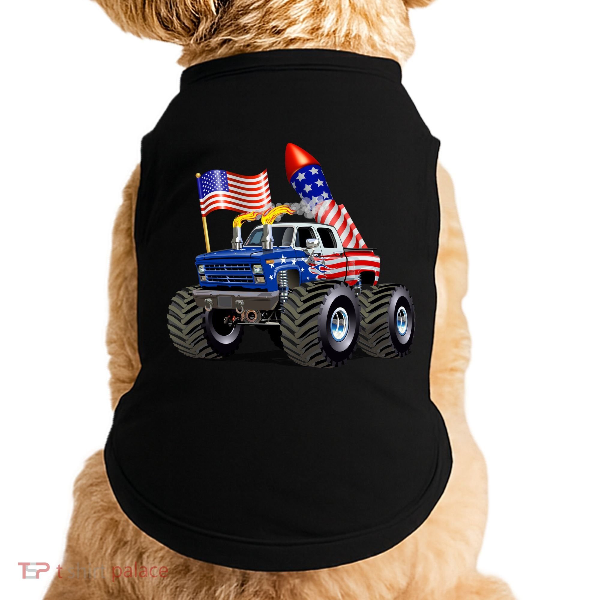 4th Of July Firecracker Monster Truck Doggie Tank