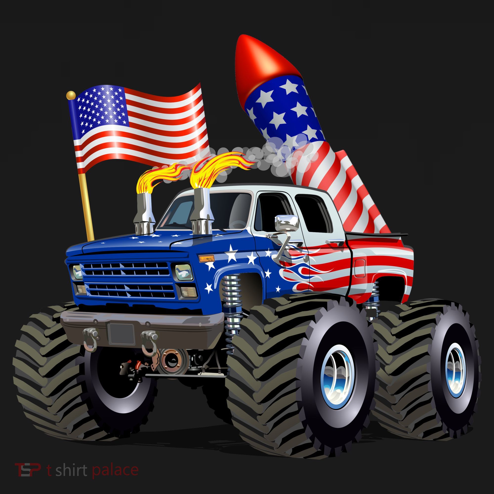 4th Of July Firecracker Monster Truck USA-Made Doggie Bandana