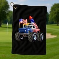 4th Of July Firecracker Monster Truck Golf Towel thumb 1
