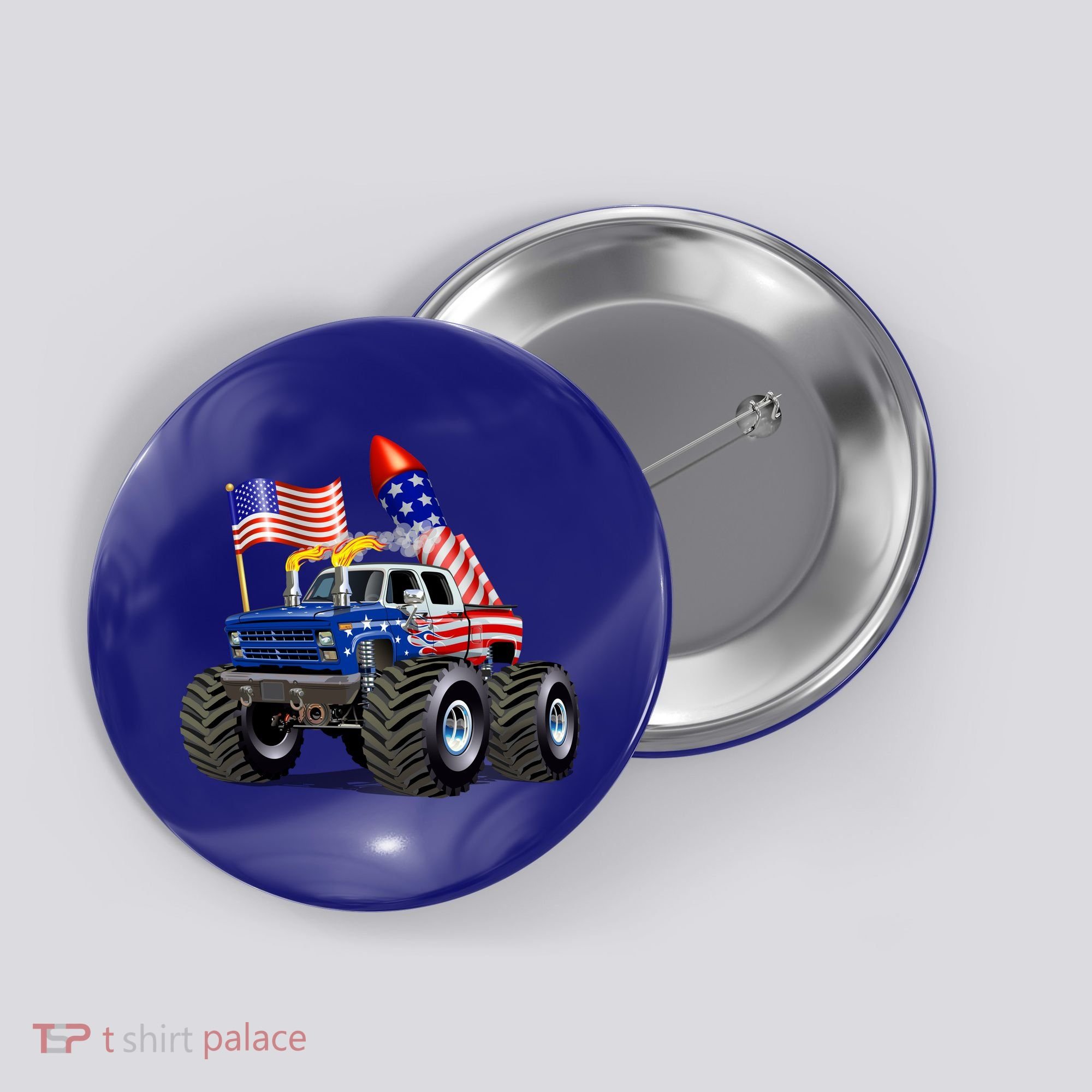 4th Of July Firecracker Monster Truck Button
