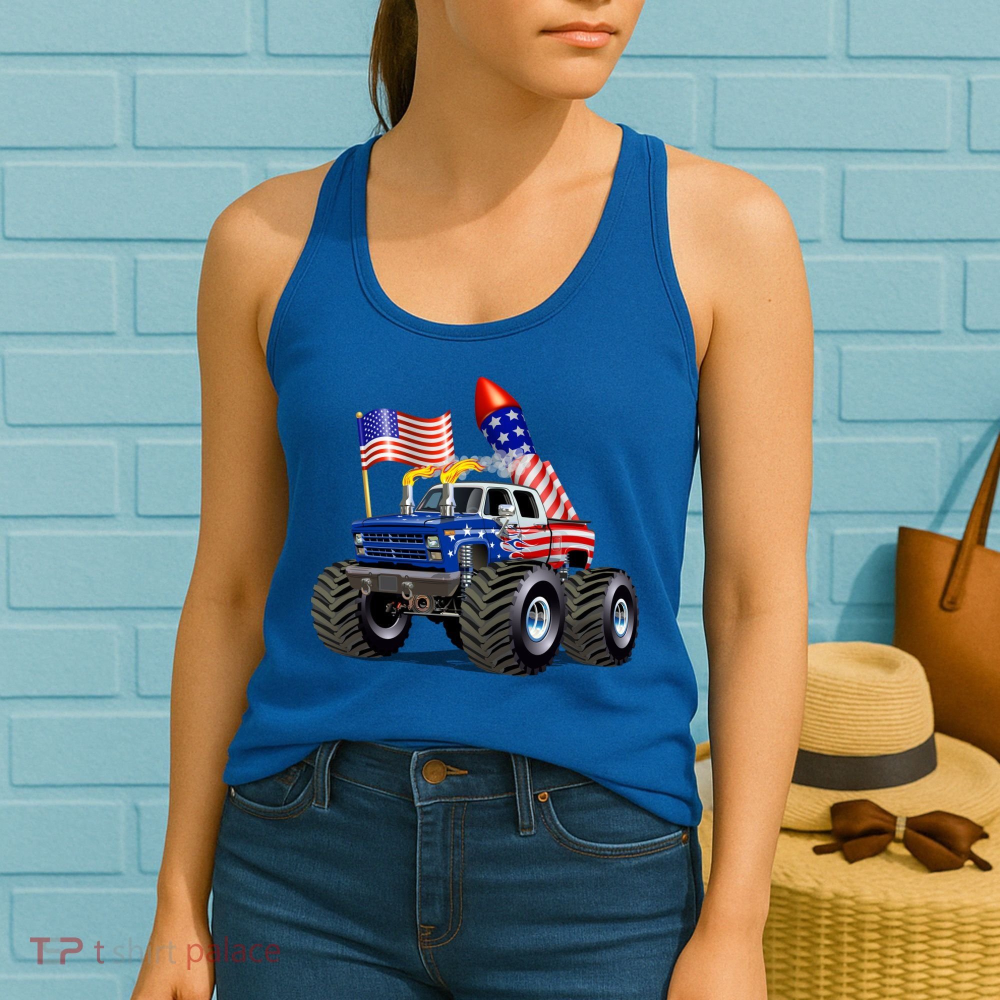 4th Of July Firecracker Monster Truck Women's Tank Top