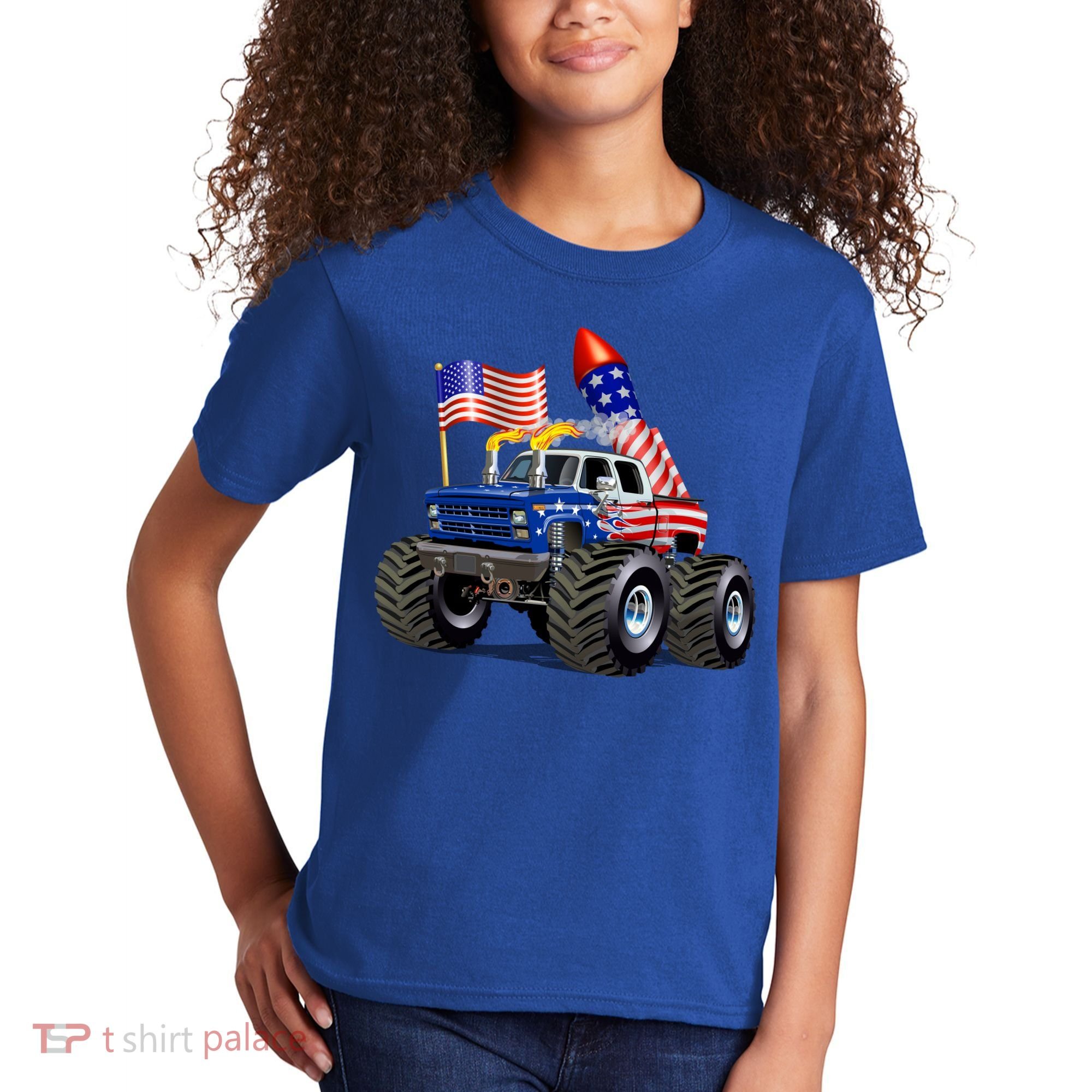 4th Of July Firecracker Monster Truck Kids T-Shirt