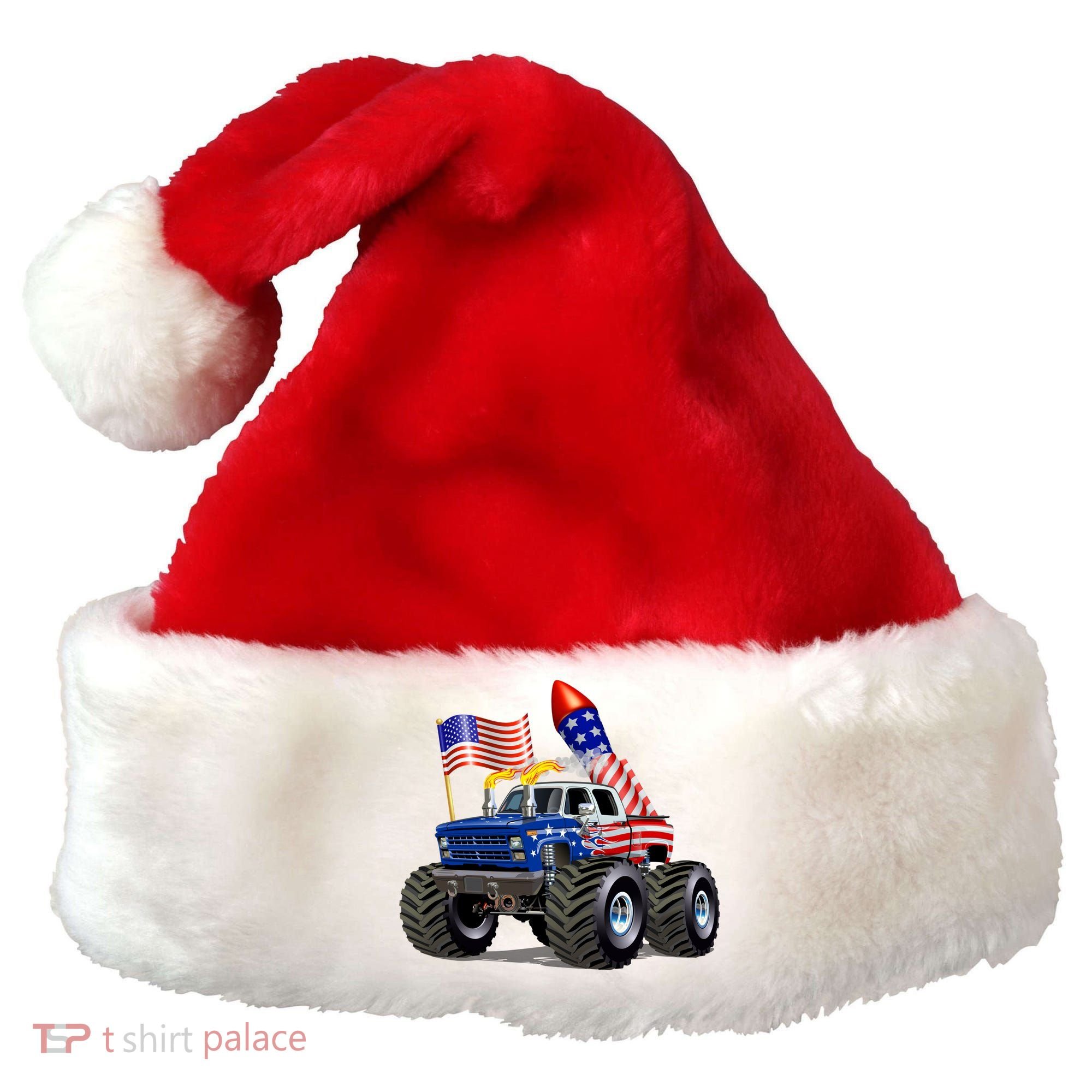 4th Of July Firecracker Monster Truck Santa Hat