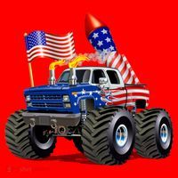 4th Of July Firecracker Monster Truck Santa Hat thumb 1