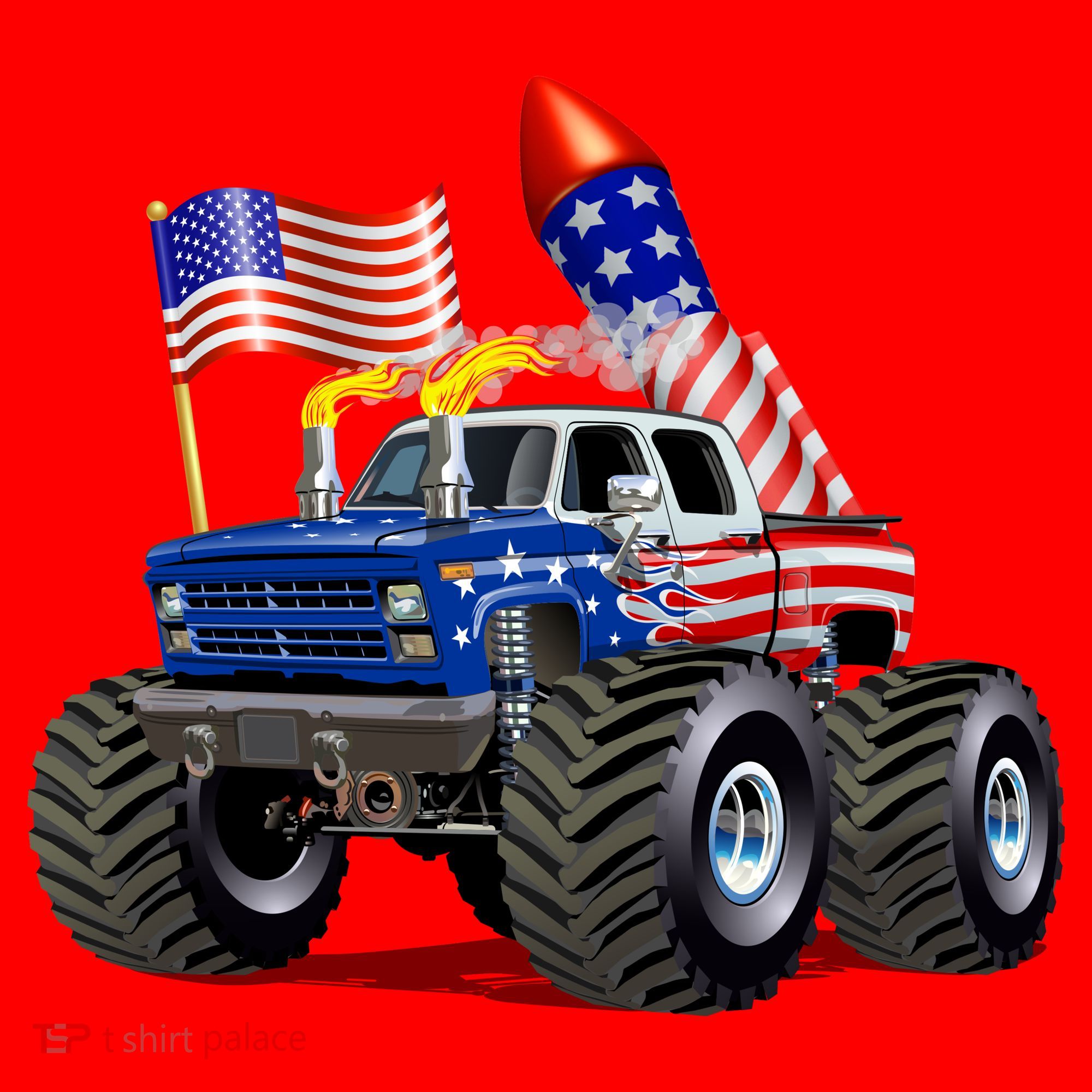 4th Of July Firecracker Monster Truck Santa Hat