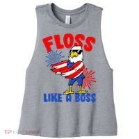 4th Of July Floss Like A Boss Eagle Women's Racerback Cropped Tank thumb 0
