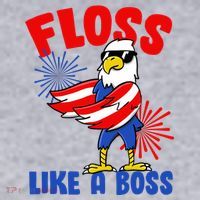 4th Of July Floss Like A Boss Eagle Women's Racerback Cropped Tank thumb 2