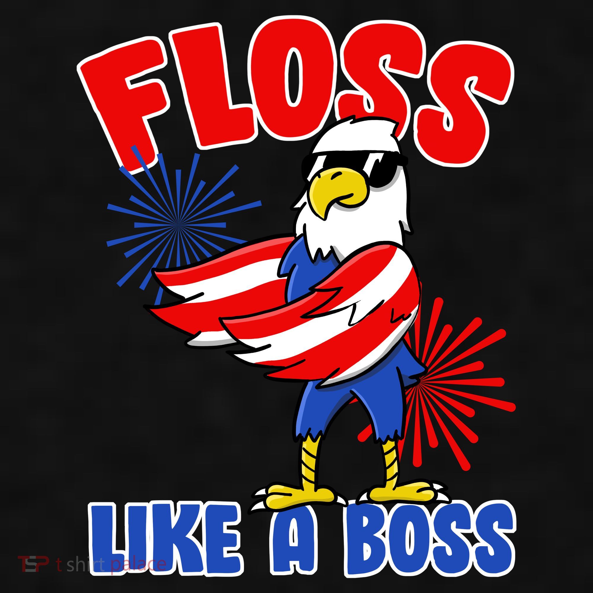 4th Of July Floss Like A Boss Eagle Ladies PosiCharge Tri-Blend Wicking Tank