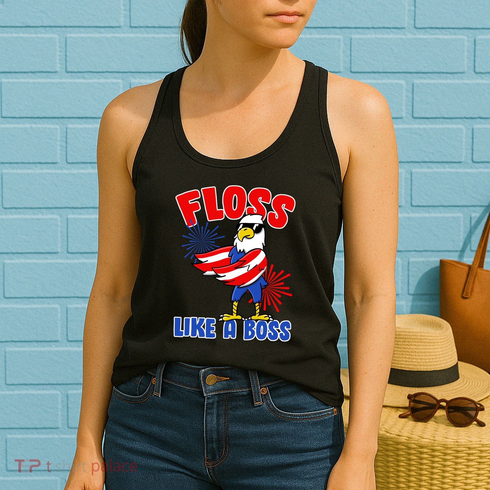 4th Of July Floss Like A Boss Eagle Women's Tank Top