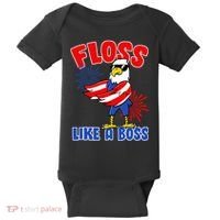 4th Of July Floss Like A Boss Eagle Baby Bodysuit thumb 0