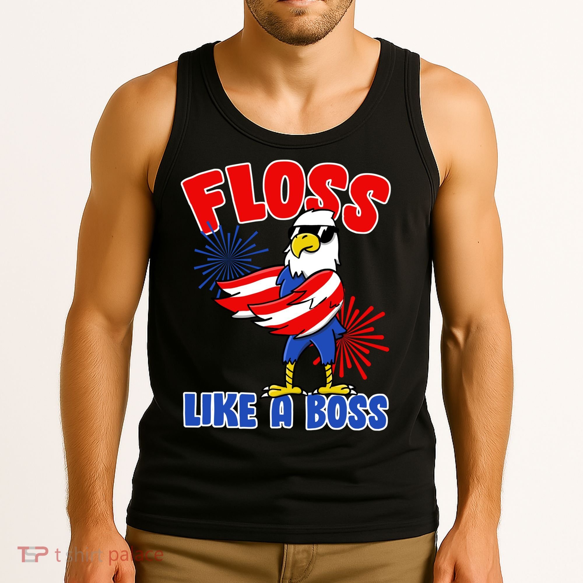 4th Of July Floss Like A Boss Eagle Tank Top